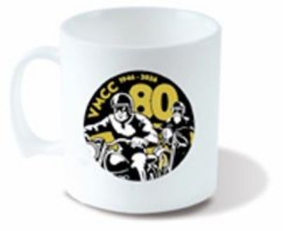Picture of Cambridge 11oz Gloss Ceramic  Mug and coaster set with 80th Anniversary logo