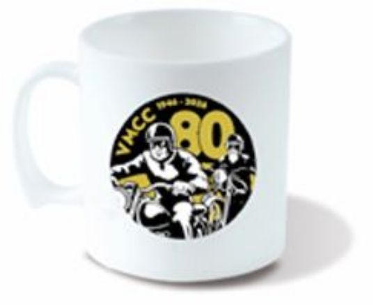 Picture of Cambridge 11oz Gloss Ceramic  Mug and coaster set with 80th Anniversary logo